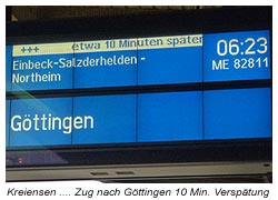 Kreiensen - Zug nach Göttingen hat 10 Minuten Verspätung