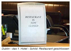 Hinweis, dass das Restaurant außerhalb der Mahlzeiten geschlossen ist