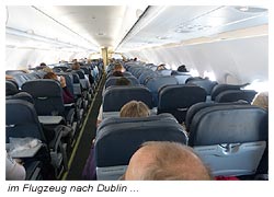 Im Flugzeug von Frankfurt nach Dublin