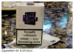 Irland - Zigaretten für 9,20 Euro