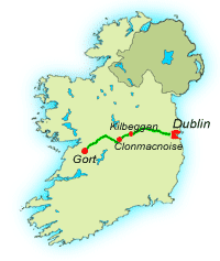 Die Fahrt von der Klosteranlage Clonmacnoise zum Hotel Gort