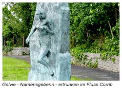 Galvie - Namensgeberin der Stadt Galway - ertrunken im Fluss und jetzt als Bronze Statue