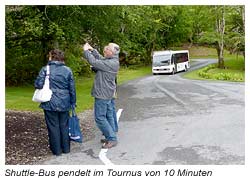 Shuttle-Bus auf den Weg zum Garten