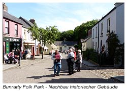 Bunratty Folk Park - historische Gebäude einer irischen Kleinstadt