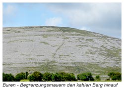 Irland - Burren - Begrenzungsmauern den kahlen Berg hinauf
