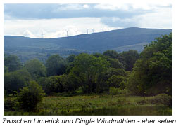 Windmühlen auch in Irland - sonst überwiegend Solarparks